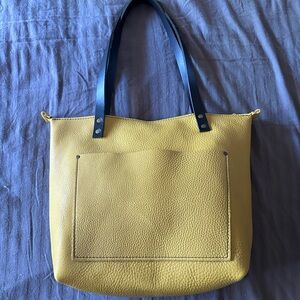 Portland Leather Yellow Tote with Black Straps